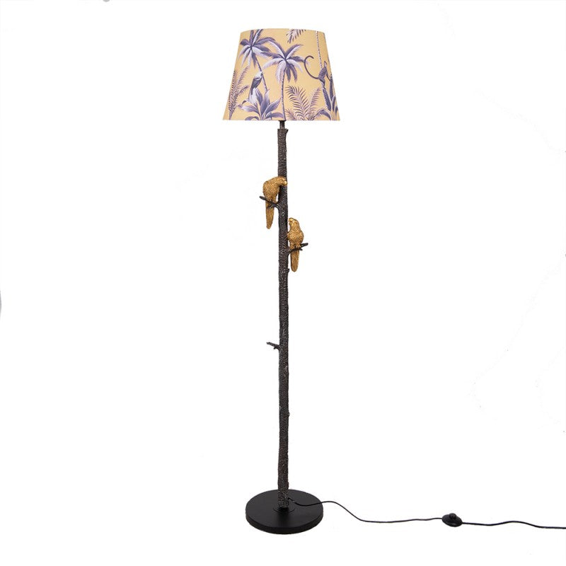 Vloerlamp  Ø 37x165 cm  Zwart Goudkleurig Metaal Textiel Papegaai Staande Lamp