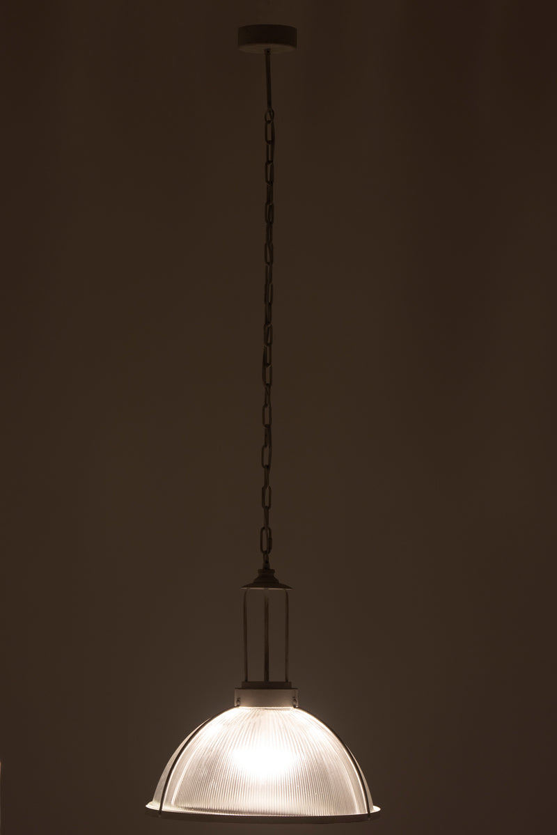 Hanglamp Rond Glas/metal Wit