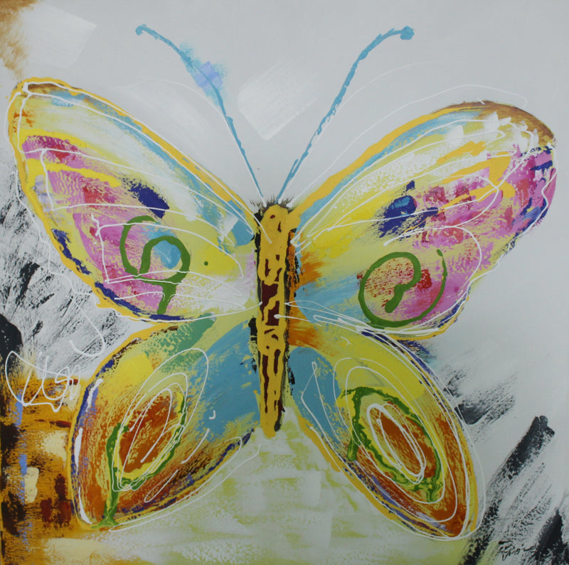 3D-metaalschilderij - Kleurrijke vlinder