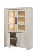 Vitrine met LED verlichting | Meubelserie Glory | Lichtgrijs | 137 x 45 x 195 (h) cm