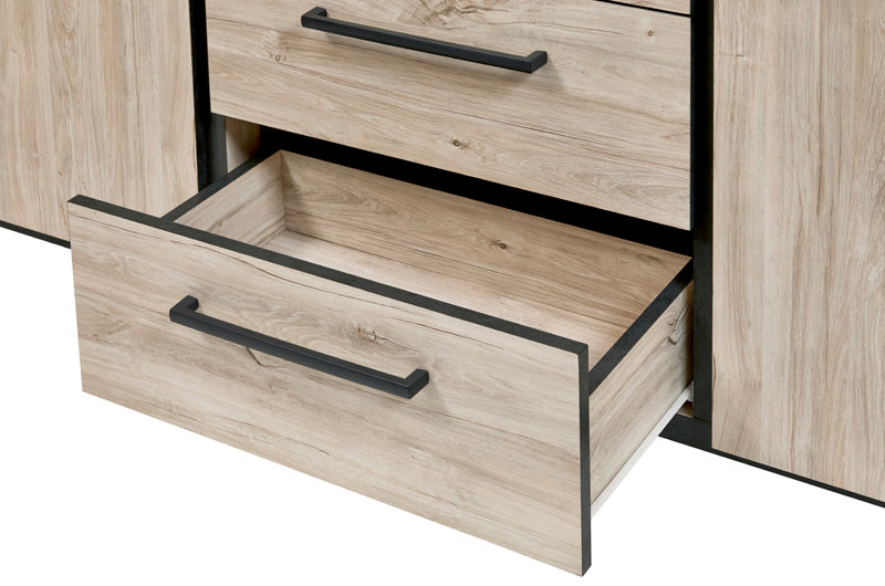 Dressoir | Meubelserie Odin | Antraciet, naturel | 230 x 45 x 88 (h) cm