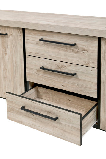 Dressoir | Meubelserie Odin | Antraciet, naturel | 230 x 45 x 88 (h) cm