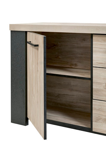 Dressoir | Meubelserie Odin | Antraciet, naturel | 230 x 45 x 88 (h) cm