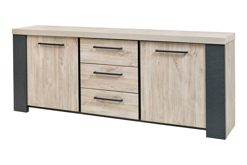 Dressoir | Meubelserie Odin | Antraciet, naturel | 230 x 45 x 88 (h) cm