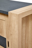 Dressoir met schuifdeuren | Meubelserie Costas | Antraciet, naturel | 231 x 46 x 91 (h) cm