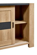 Dressoir met schuifdeuren | Meubelserie Costas | Antraciet, naturel | 231 x 46 x 91 (h) cm