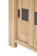 Vitrinekast | Meubelserie Costas | Antraciet, naturel | 141 x 46 x 200 (h) cm