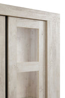 Vitrinekast | Meubelserie Bergen | lichtgrijs, naturel, zwart | 126 x 43 x 170 (h) cm