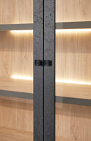 Vitrinekast | Meubelserie Leafs | bruin, zwart, naturel | 230 x 45 x 212 (h) cm