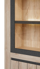 Vitrinekast | Meubelserie Leafs | bruin, zwart, naturel | 125 x 45 x 212 (h) cm