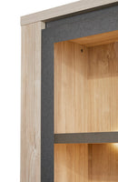 Vitrinekast | Meubelserie Leafs | bruin, zwart, naturel | 125 x 45 x 212 (h) cm