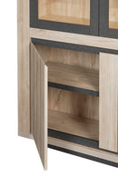 Vitrinekast | Meubelserie Leafs | bruin, zwart, naturel | 230 x 45 x 212 (h) cm