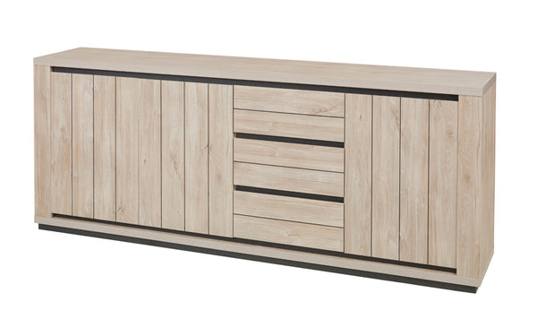 Dressoir | Meubelserie Leafs | bruin, zwart, naturel | 230 x 45 x 90 (h) cm