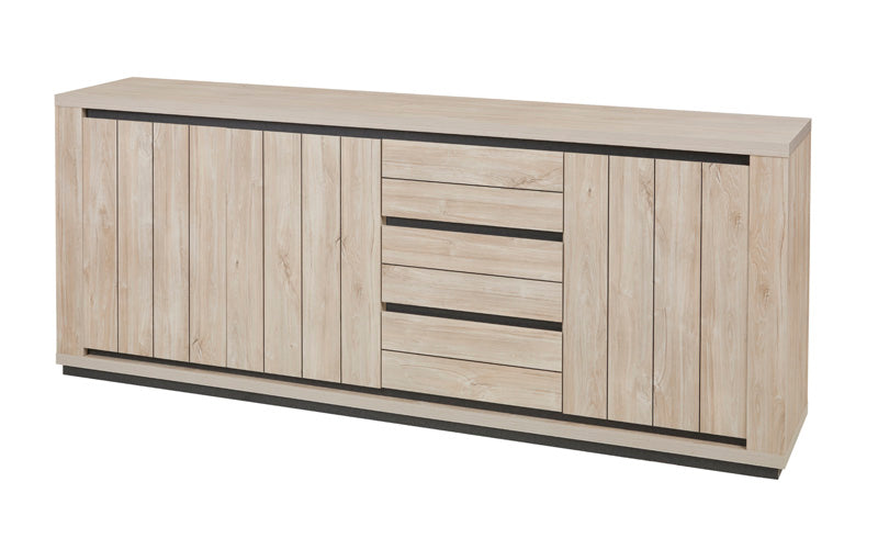 Dressoir | Meubelserie Leafs | bruin, zwart, naturel | 230 x 45 x 90 (h) cm