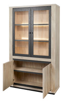 Vitrinekast | Meubelserie Leafs | bruin, zwart, naturel | 125 x 45 x 212 (h) cm