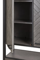 Vitrinekast | Meubelserie Micras | Donkergrijs, zwart | 110 x 42 x 200 (h) cm