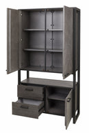 Vitrinekast | Meubelserie Micras | Donkergrijs, zwart | 110 x 42 x 200 (h) cm