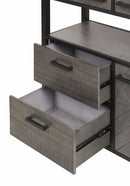 Vitrinekast | Meubelserie Micras | Donkergrijs, zwart | 110 x 42 x 200 (h) cm