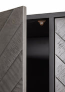 Vitrinekast | Meubelserie Micras | Donkergrijs, zwart | 110 x 42 x 200 (h) cm