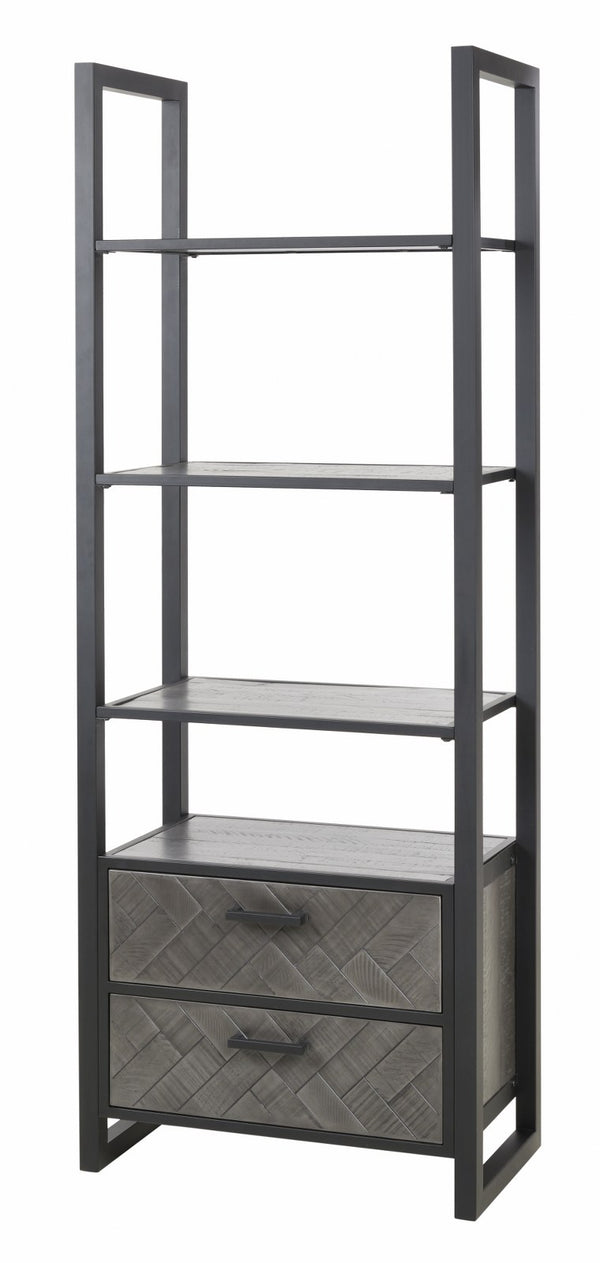 Wandkast | Meubelserie Micras | Donkergrijs, zwart | 75 x 42 x 200 (h) cm