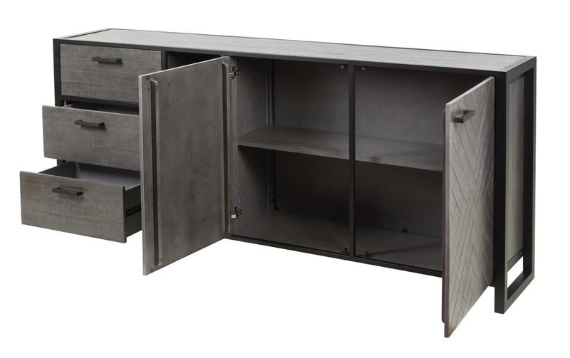 Dressoir | Meubelserie Micras | Donkergrijs, zwart | 220 x 42 x 93 (h) cm