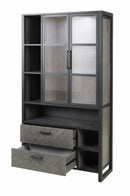 Vitrinekast | Meubelserie Micras | Donkergrijs, zwart | 110 x 42 x 200 (h) cm