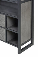 Vitrinekast | Meubelserie Micras | Donkergrijs, zwart | 110 x 42 x 200 (h) cm