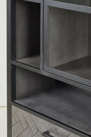 Vitrinekast | Meubelserie Micras | Donkergrijs, zwart | 110 x 42 x 200 (h) cm