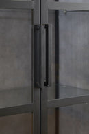 Vitrinekast | Meubelserie Micras | Donkergrijs, zwart | 110 x 42 x 200 (h) cm