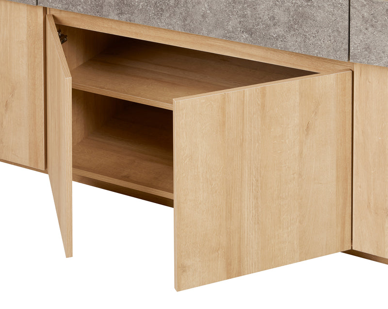 Dressoir | Meubelserie Ariya | bruin, naturel, lichtgrijs | 215 x 45 x 90 (h) cm