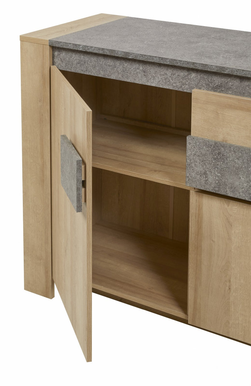 Dressoir | Meubelserie Ariya | bruin, naturel, lichtgrijs | 215 x 45 x 90 (h) cm