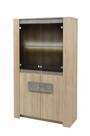 Vitrinekast | Meubelserie Ariya | bruin, naturel, lichtgrijs | 105 x 42 x 175 (h) cm