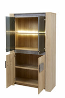 Vitrinekast | Meubelserie Ariya | bruin, naturel, lichtgrijs | 105 x 42 x 175 (h) cm