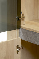 Vitrinekast | Meubelserie Ariya | bruin, naturel, lichtgrijs | 105 x 42 x 175 (h) cm