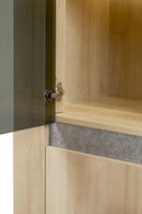 Vitrinekast | Meubelserie Ariya | bruin, naturel, lichtgrijs | 105 x 42 x 175 (h) cm