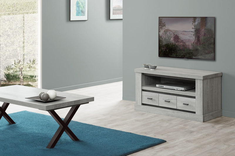 TV meubel | Meubelserie Coupé | naturel, grijs, zwart | 108 x 48 x 55 (h) cm
