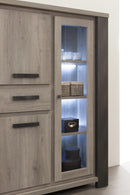 Wandkast | Meubelserie Annatheo | naturel, grijs, zwart | 132 x 48 x 175 (h) cm