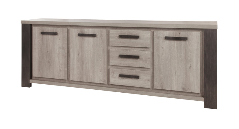 Dressoir | Meubelserie Annatheo | naturel, grijs, zwart | 248 x 48 x 90 (h) cm