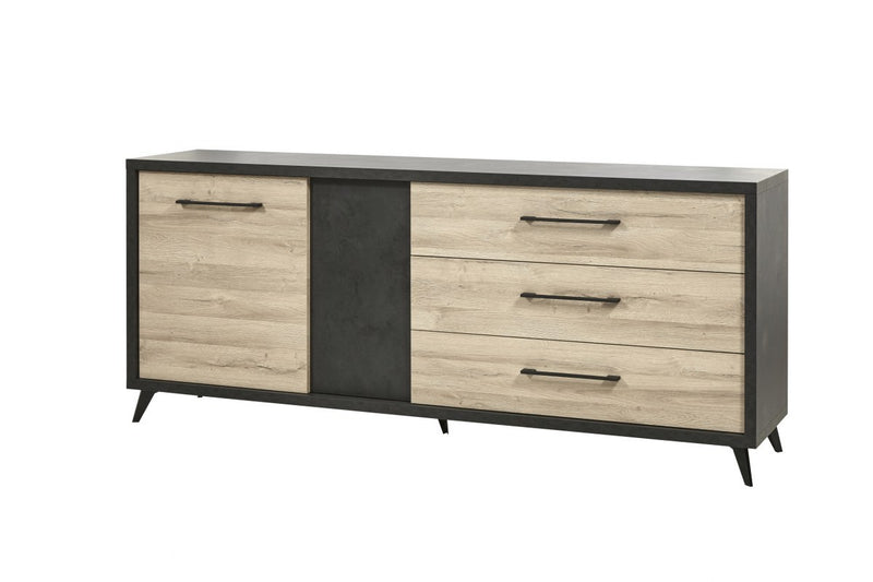 Dressoir | Meubelserie Moulin | Naturel, zwart | 220 x 50 x 92 (h) cm