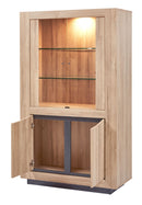 Vitrine | Meubelserie Fuga | Naturel, grijs, bruin | 108 x 48 x 180 (h) cm