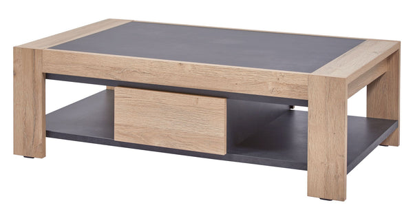 Salontafel | Meubelserie Fuga | Naturel, grijs, bruin | 120 x 70 x 38 (h) cm