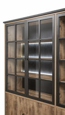 Vitrine | Meubelserie Keulen | bruin, naturel, zwart | 234 x 48 x 211 (h) cm