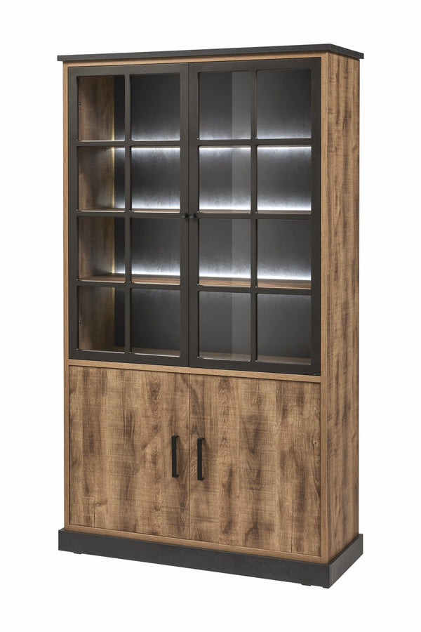 Vitrinekast | Meubelserie Keulen | bruin | 120 x 45 x 211 (h) cm