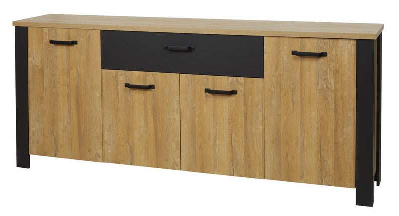 Dressoir | Meubelserie Highlight | bruin, naturel, zwart | 210 x 42 x 89 (h) cm