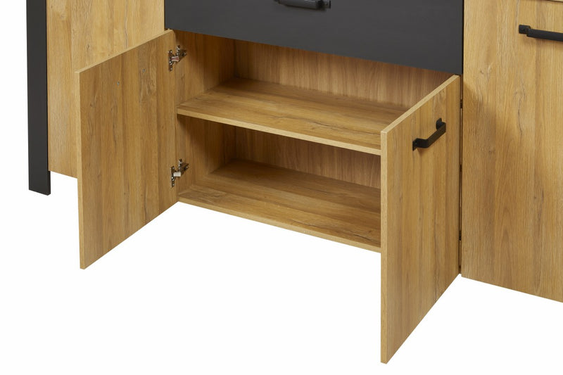 Dressoir | Meubelserie Highlight | bruin, naturel, zwart | 210 x 42 x 89 (h) cm