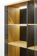 Vitrine | Meubelserie Highlight | bruin, naturel, zwart | 115 x 42 x 180 (h) cm