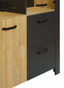 Vitrine | Meubelserie Highlight | bruin, naturel, zwart | 115 x 42 x 180 (h) cm