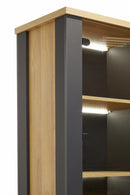 Vitrine | Meubelserie Highlight | bruin, naturel, zwart | 115 x 42 x 180 (h) cm