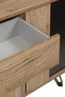 Dressoir | Meubelserie Manor | bruin, naturel, zwart | 220 x 50 x 89 (h) cm