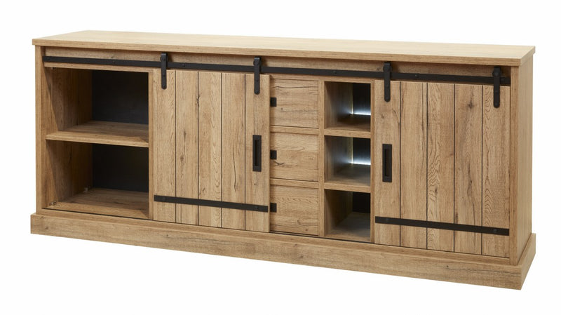 Dressoir | Meubelserie Albert | bruin, naturel, zwart | 225 x 50 x 92 (h) cm